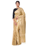 Silkfab Banarasi Silk Saree Shikargah Aada 3D Beige - Premium Quality Fashion - SILKFAB