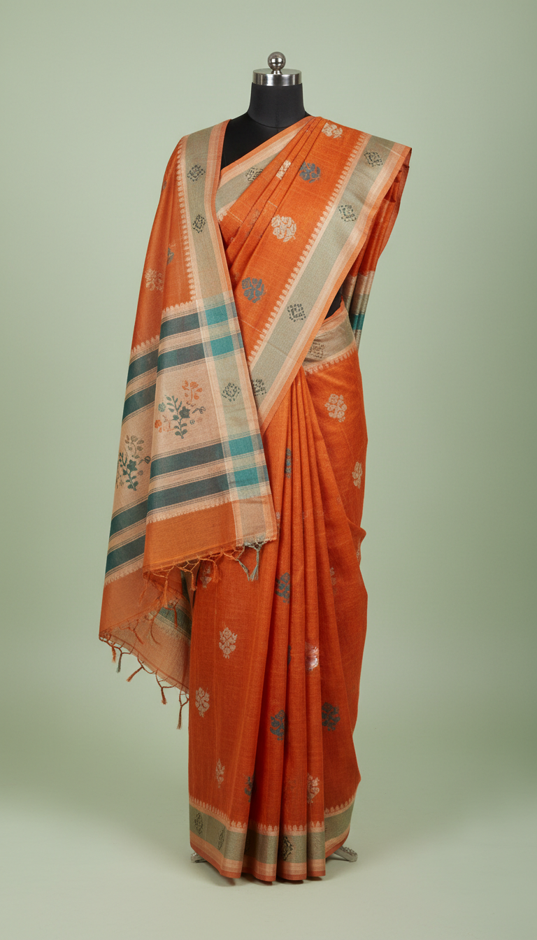 Spiced Orange Pure Cotton Saree