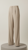 Muted Sand Tailored Wide-leg Trousers