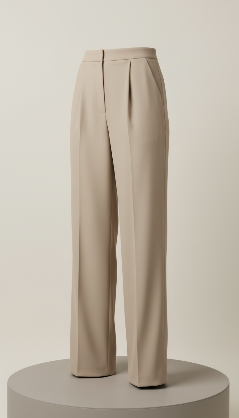Muted Sand Tailored Wide-leg Trousers