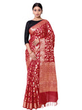 Silk Banarasi Saree Floral Grapes Jaal Maroon by Silkfab - SILKFAB