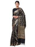 Silk Banarasi Saree Floral Grapes Jaal Black by Silkfab for Women - SILKFAB