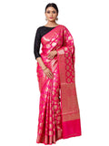 Silkfab Banarasi Silk Saree Shikargah Madhu Bani Pink for Elegant Women - SILKFAB