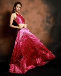 Banarasi Silk Satin Striped Pink Lehenga Set With Designer Blouse - SILKFAB