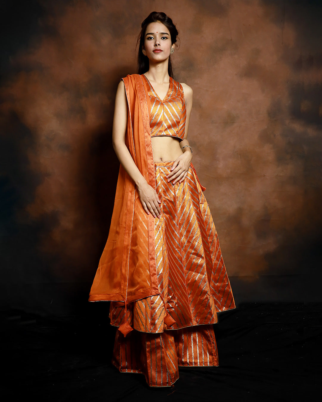 Buy Designer Blue Lehenga with Orange Blouse - Age 6-8 Online |  DressingStylesCA.com