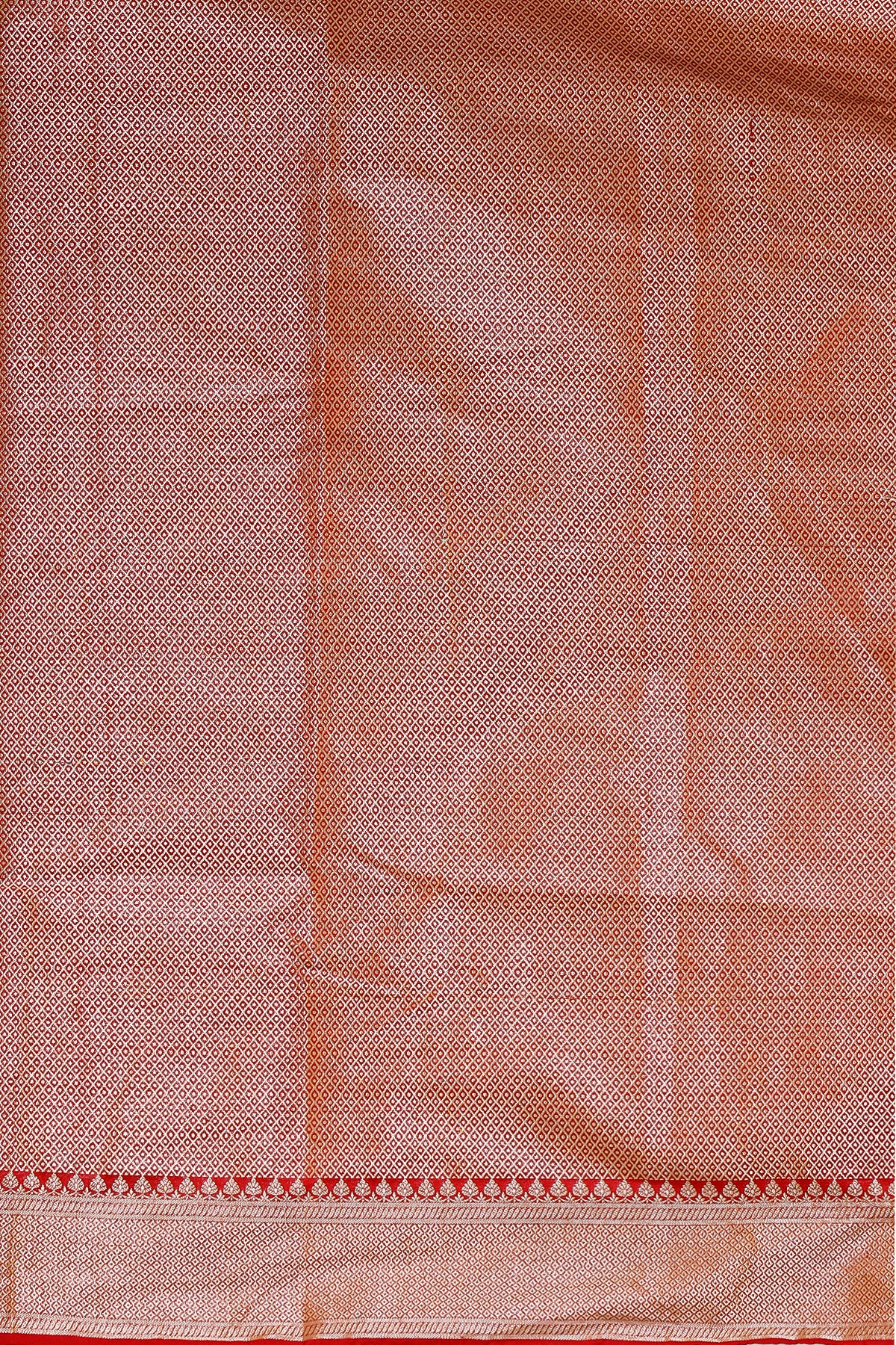 Silkfab Women Banarasi Silk Saree Khaddi Floral Konia Red - SILKFAB