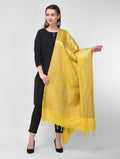 Silkfab Women's Banarasi Silk Dupatta Shikargah D. Peacock L. Yellow - SILKFAB