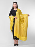 Silkfab Women's Banarasi Silk Dupatta Shikargah Cuckoo L. Yellow - SILKFAB