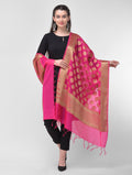 Silkfab women's Banarasi Art Silk Dupatta Floral Egg Fuchsia - SILKFAB