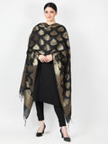 Silkfab Women's Banarasi Art Silk Dupatta Floral Leaf Boota Black - SILKFAB