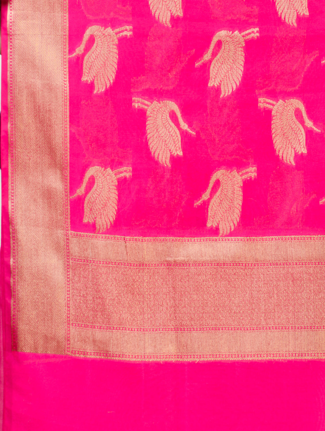 Silkfab women's Banarasi Art Silk Dupatta Shikargah Flamingo Fuchsia - SILKFAB