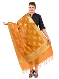 Silkfab Women's Banarasi Art Silk Dupatta Shikargah Flamingo Mustard - SILKFAB