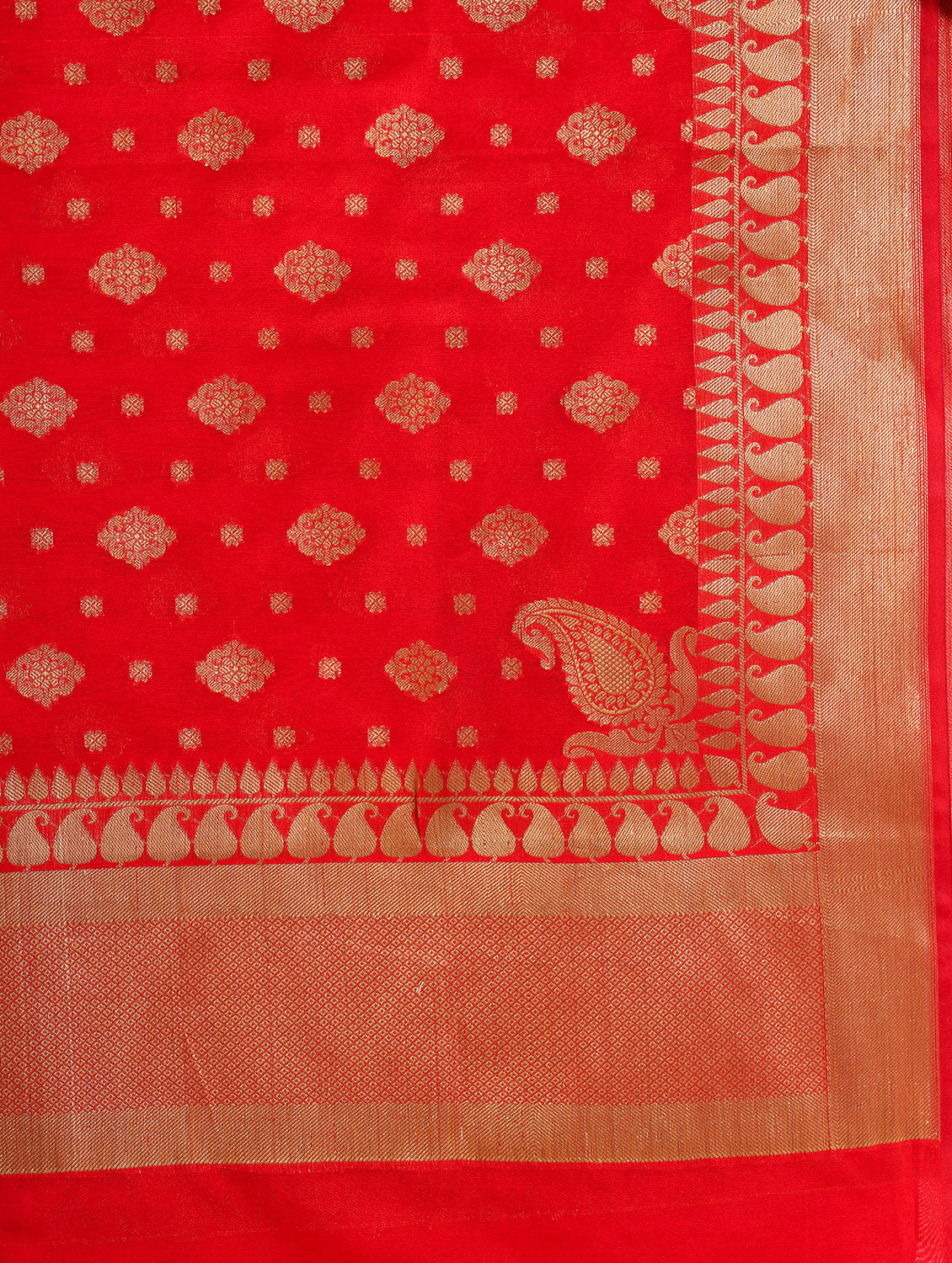 Silkfab women's Banarasi Art Silk Dupatta Floral Konia Boota Red - SILKFAB