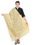 Silkfab women's Banarasi Art Silk Dupatta Floral Small Jaal Cream - SILKFAB