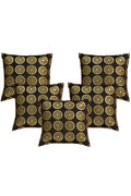 Silkfab Set 0f 5 Decorative Silk Cushion Covers (16x16) Circle Black - SILKFAB