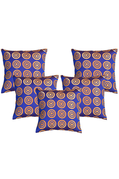 Silkfab Set 0f 5 Decorative Silk Cushion Covers (16x16) Circle Blue - SILKFAB
