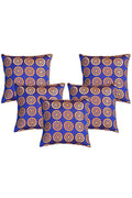 Silkfab Set 0f 5 Decorative Silk Cushion Covers (16x16) Circle Blue - SILKFAB
