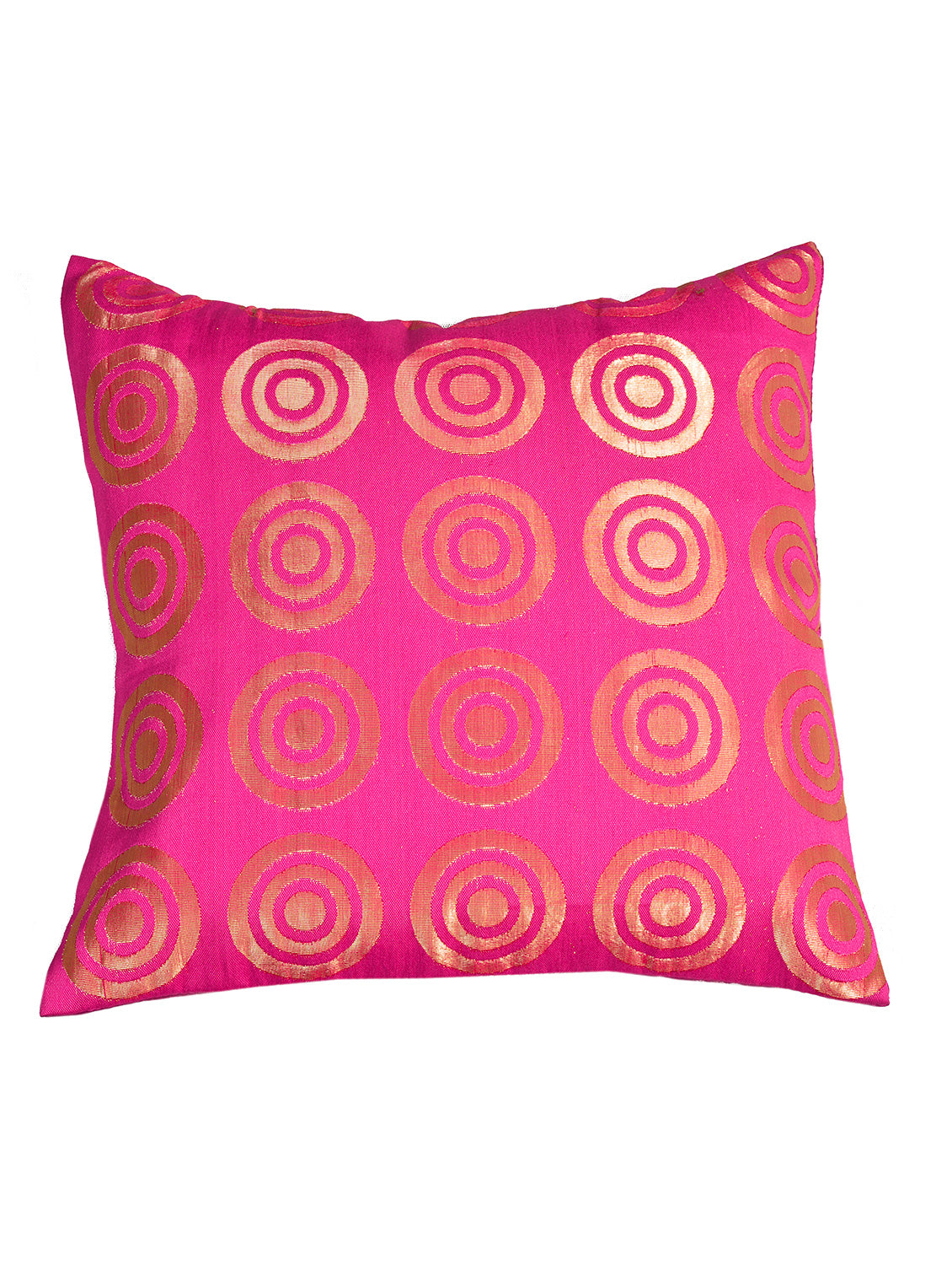 Silkfab Set 0f 5 Decorative Silk Cushion Covers (16x16) Circle Fuchsia - SILKFAB