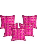 Silkfab Set 0f 5 Decorative Silk Cushion Covers (16x16) Circle Fuchsia - SILKFAB