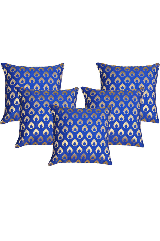 Silkfab Set 0f 5 Decorative Silk Cushion Covers (16x16) Drop Blue - SILKFAB