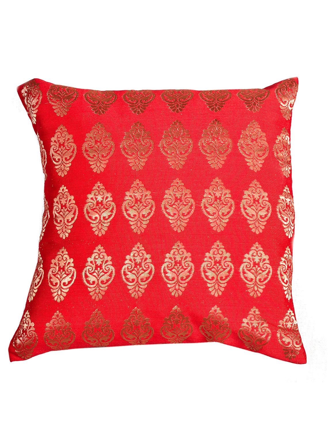 Silkfab Set 0f 5 Decorative Silk Cushion Covers (16x16) Boota Red - SILKFAB
