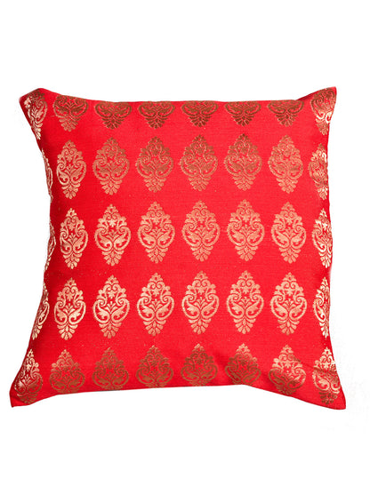 Silkfab Set 0f 5 Decorative Silk Cushion Covers (16x16) Boota Red - SILKFAB
