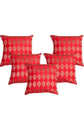 Silkfab Set 0f 5 Decorative Silk Cushion Covers (16x16) Boota Red - SILKFAB