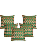 Silkfab Set 0f 5 Decorative Silk Cushion Covers (16x16) Floral Green - SILKFAB