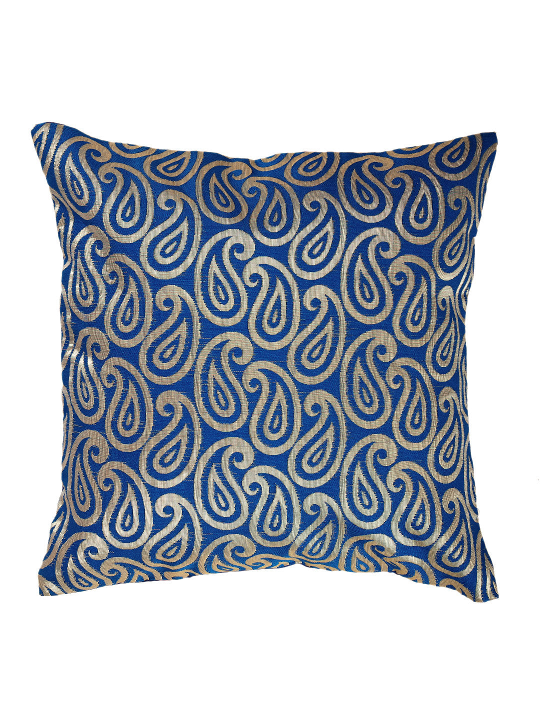 Silkfab Set 0f 5 Decorative Silk Cushion Covers (16x16) Paisley Blue - SILKFAB