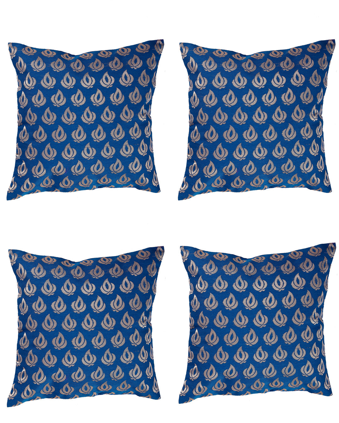 Silkfab Set 0f 5 Decorative Silk Cushion Covers (16x16) Flame Blue - SILKFAB