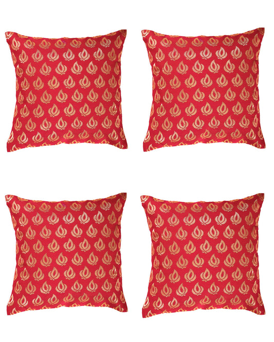 Silkfab Set 0f 5 Decorative Silk Cushion Covers (16x16) Flame Red - SILKFAB